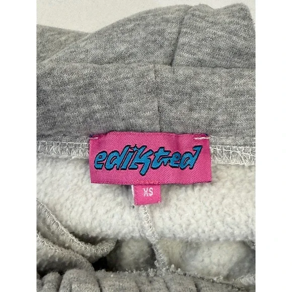 Edikted Grey Wide Leg Sweatpants White Piping Detail Women's XS Baggy Joggers - Picture 2 of 11